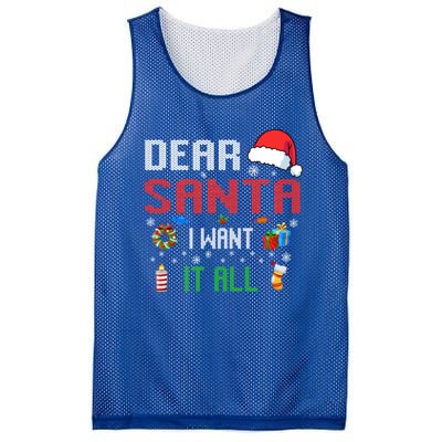 Christmas Matching Family Dear Santa I Want It All Gift Mesh Reversible Basketball Jersey Tank