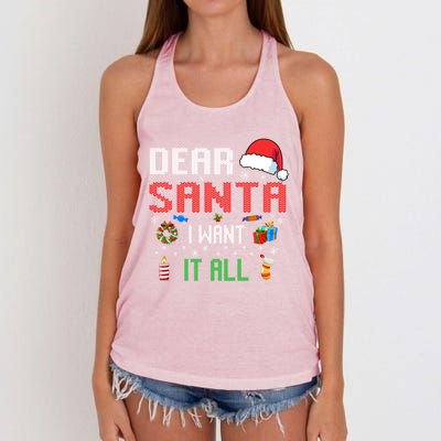 Christmas Matching Family Dear Santa I Want It All Gift Women's Knotted Racerback Tank