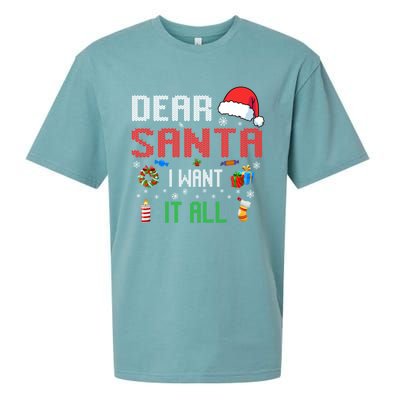 Christmas Matching Family Dear Santa I Want It All Gift Sueded Cloud Jersey T-Shirt