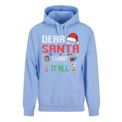 Christmas Matching Family Dear Santa I Want It All Gift Unisex Surf Hoodie