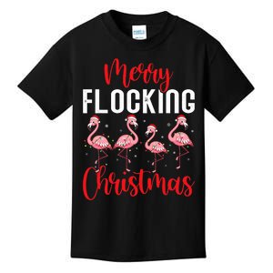 Christmas Merry Flocking Christmas Flamingo Kids T-Shirt