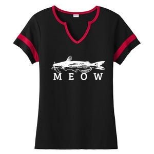 Catfish Meow Funny Catfishing Fishing Fisher Gift Ladies Halftime Notch Neck Tee