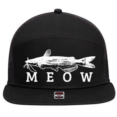 Catfish Meow Funny Catfishing Fishing Fisher Gift 7 Panel Mesh Trucker Snapback Hat