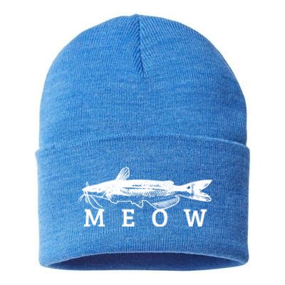 Catfish Meow Funny Catfishing Fishing Fisher Gift Sustainable Knit Beanie