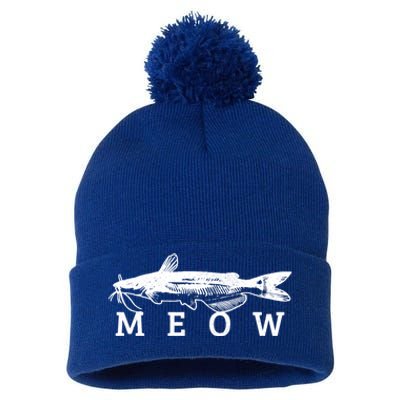 Catfish Meow Funny Catfishing Fishing Fisher Gift Pom Pom 12in Knit Beanie