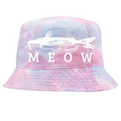 Catfish Meow Funny Catfishing Fishing Fisher Gift Tie-Dyed Bucket Hat