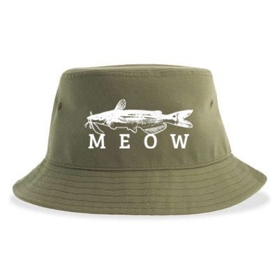 Catfish Meow Funny Catfishing Fishing Fisher Gift Sustainable Bucket Hat