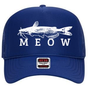 Catfish Meow Funny Catfishing Fishing Fisher Gift High Crown Mesh Back Trucker Hat