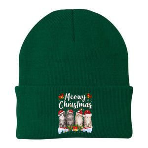 Cat Meowy Family Matching Christmas Pajamas Santa Cats Xmas Knit Cap Winter Beanie