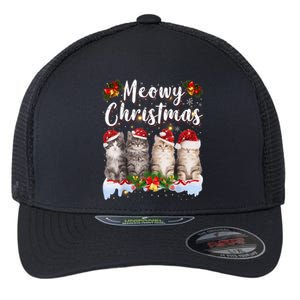 Cat Meowy Family Matching Christmas Pajamas Santa Cats Xmas Flexfit Unipanel Trucker Cap