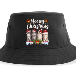 Cat Meowy Family Matching Christmas Pajamas Santa Cats Xmas Sustainable Bucket Hat