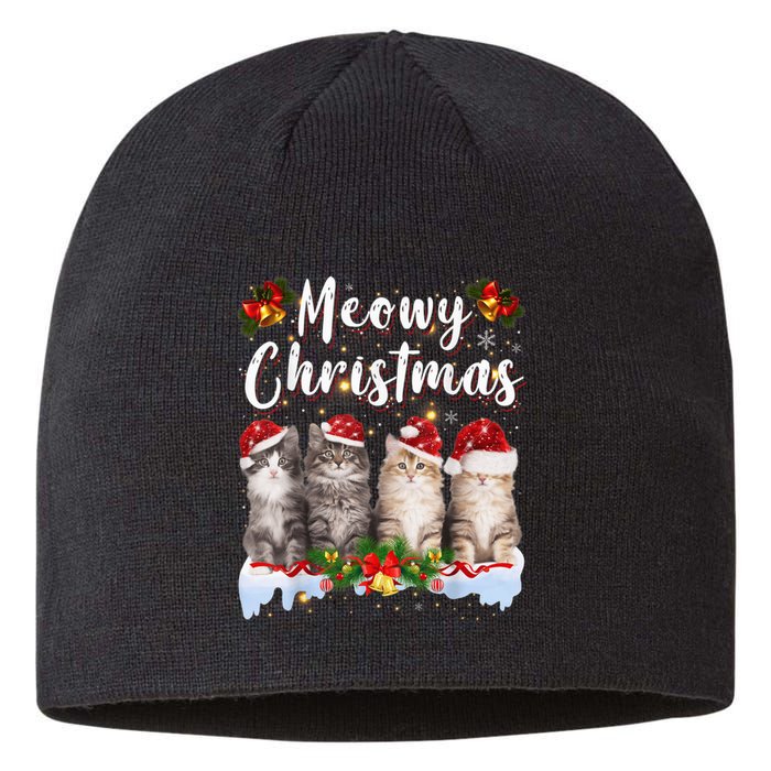 Cat Meowy Family Matching Christmas Pajamas Santa Cats Xmas Sustainable Beanie