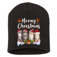 Cat Meowy Family Matching Christmas Pajamas Santa Cats Xmas Short Acrylic Beanie