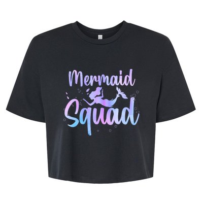 Cute Mermaid For Women Girl Kids Sea Mermaid Birthday Squad Bella+Canvas Jersey Crop Tee