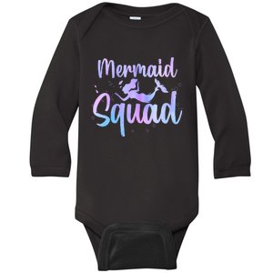 Cute Mermaid For Women Girl Kids Sea Mermaid Birthday Squad Baby Long Sleeve Bodysuit