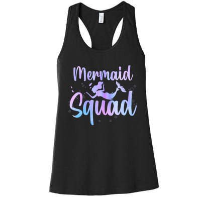 Cute Mermaid For Women Girl Kids Sea Mermaid Birthday Squad Women's Racerback Tank