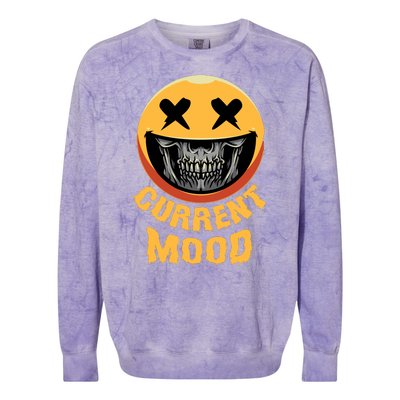 Current Mood Funny Halloween Skeleton Colorblast Crewneck Sweatshirt