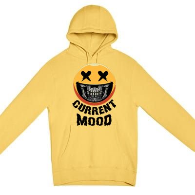 Current Mood Funny Halloween Skeleton Premium Pullover Hoodie