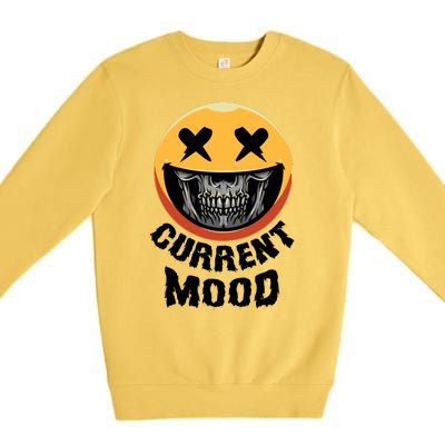 Current Mood Funny Halloween Skeleton Premium Crewneck Sweatshirt