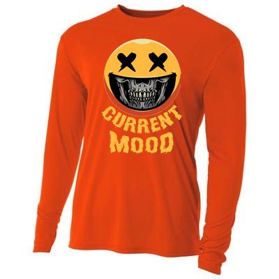 Current Mood Funny Halloween Skeleton Cooling Performance Long Sleeve Crew