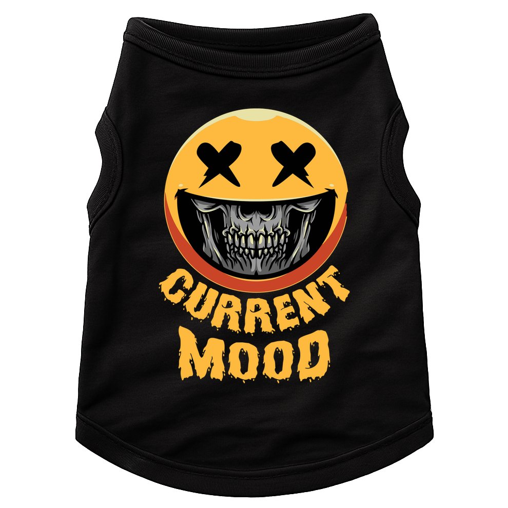 Current Mood Funny Halloween Skeleton Doggie Tank