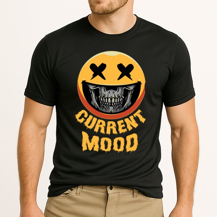 Current Mood Funny Halloween Skeleton Cooling Performance Crew T-Shirt