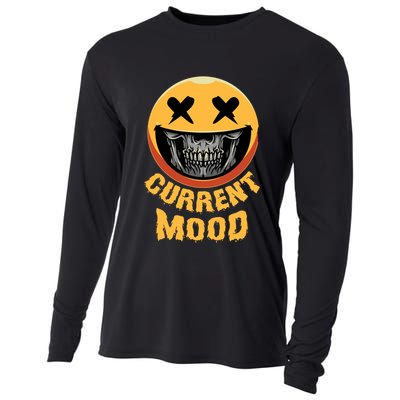 Current Mood Funny Halloween Skeleton Cooling Performance Long Sleeve Crew