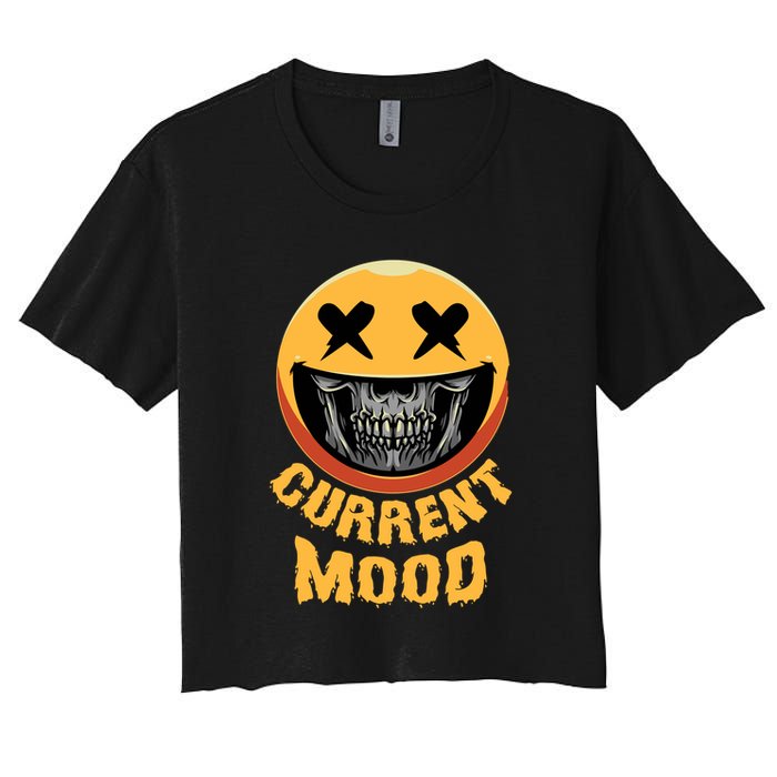 Current Mood Funny Halloween Skeleton Women's Crop Top Tee