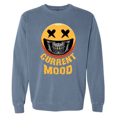 Current Mood Funny Halloween Skeleton Garment-Dyed Sweatshirt