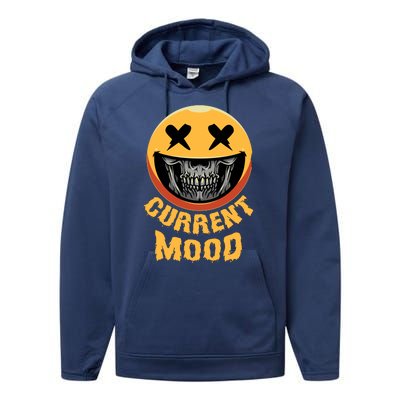 Current Mood Funny Halloween Skeleton Performance Fleece Hoodie