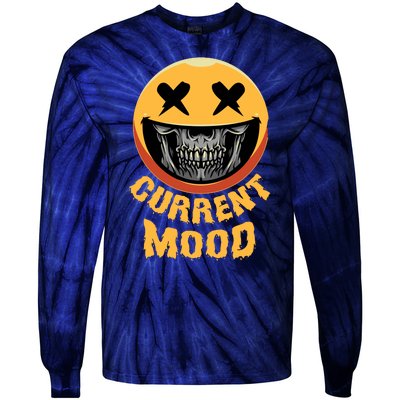 Current Mood Funny Halloween Skeleton Tie-Dye Long Sleeve Shirt