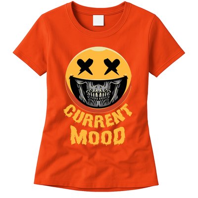 Current Mood Funny Halloween Skeleton Womens T-Shirt
