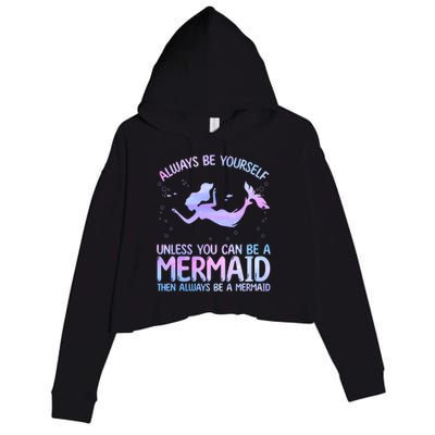 Cute Mermaid For Women Girl Kids Sea Mermaid Birthday Lover Crop Fleece Hoodie