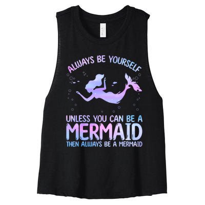 Cute Mermaid For Women Girl Kids Sea Mermaid Birthday Lover Women's Racerback Cropped Tank