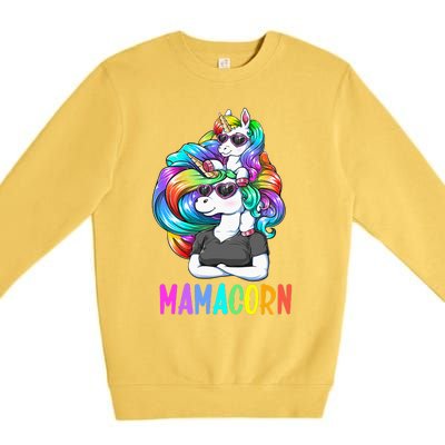 Cute Mamacorn Funny Unicorn Mothers Day Rainbow Premium Crewneck Sweatshirt