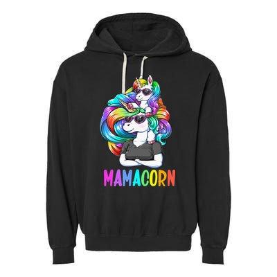 Cute Mamacorn Funny Unicorn Mothers Day Rainbow Garment-Dyed Fleece Hoodie