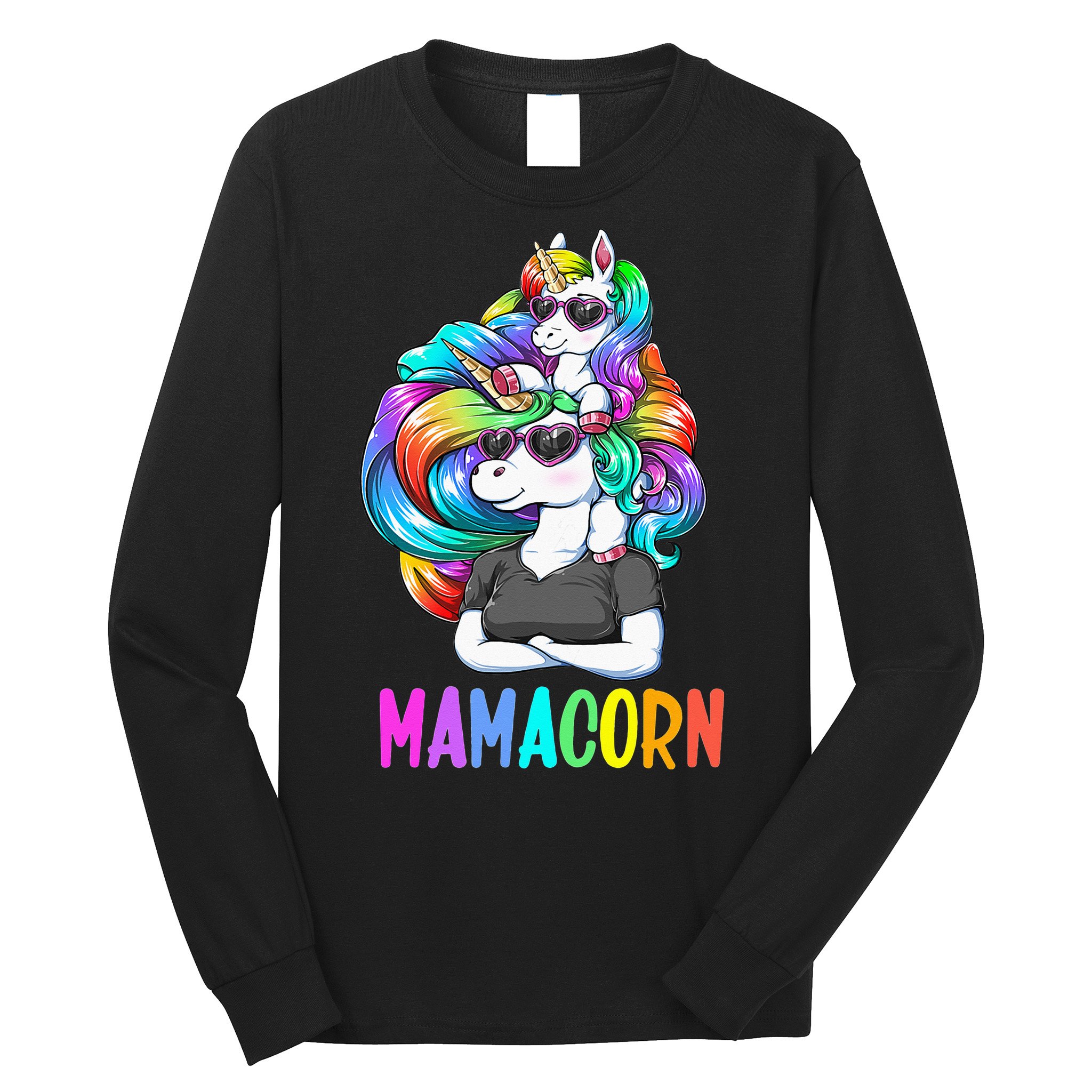 Cute Mamacorn Funny Unicorn Mothers Day Rainbow Long Sleeve Shirt