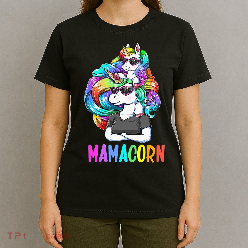 Cute Mamacorn Funny Unicorn Mothers Day Rainbow T-Shirt
