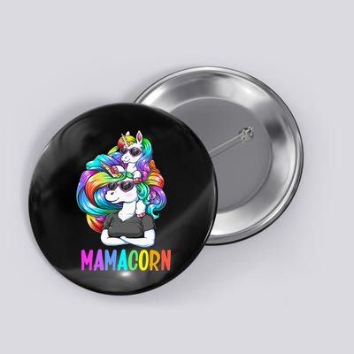 Cute Mamacorn Funny Unicorn Mothers Day Rainbow Button