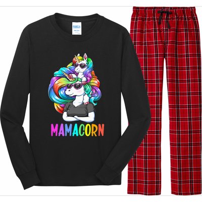 Cute Mamacorn Funny Unicorn Mothers Day Rainbow Long Sleeve Pajama Set