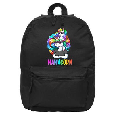 Cute Mamacorn Funny Unicorn Mothers Day Rainbow 16 in Basic Backpack