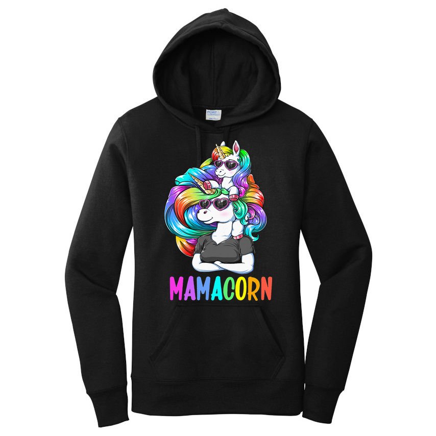 Cute Mamacorn Funny Unicorn Mothers Day Rainbow Women's Pullover Hoodie