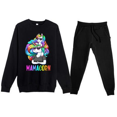 Cute Mamacorn Funny Unicorn Mothers Day Rainbow Premium Crewneck Sweatsuit Set