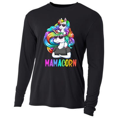 Cute Mamacorn Funny Unicorn Mothers Day Rainbow Cooling Performance Long Sleeve Crew