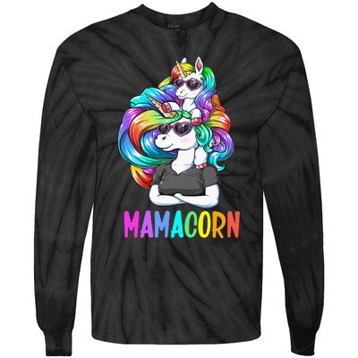 Cute Mamacorn Funny Unicorn Mothers Day Rainbow Tie-Dye Long Sleeve Shirt