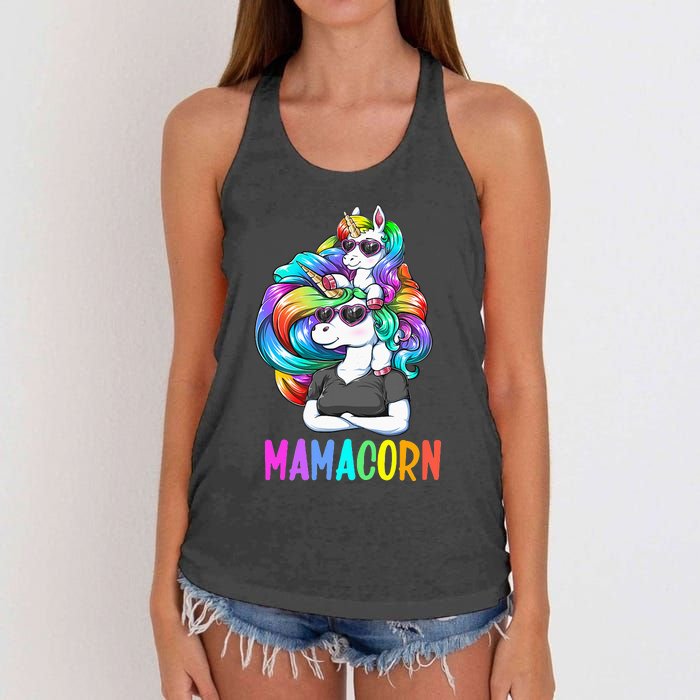 Cute Mamacorn Funny Unicorn Mothers Day Rainbow Women's Knotted Racerback Tank