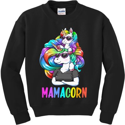 Cute Mamacorn Funny Unicorn Mothers Day Rainbow Kids Sweatshirt