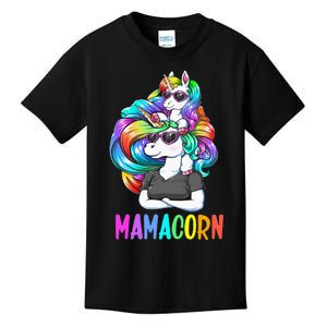 Cute Mamacorn Funny Unicorn Mothers Day Rainbow Kids T-Shirt