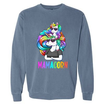 Cute Mamacorn Funny Unicorn Mothers Day Rainbow Garment-Dyed Sweatshirt