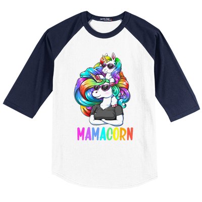 Cute Mamacorn Funny Unicorn Mothers Day Rainbow Baseball Sleeve Shirt